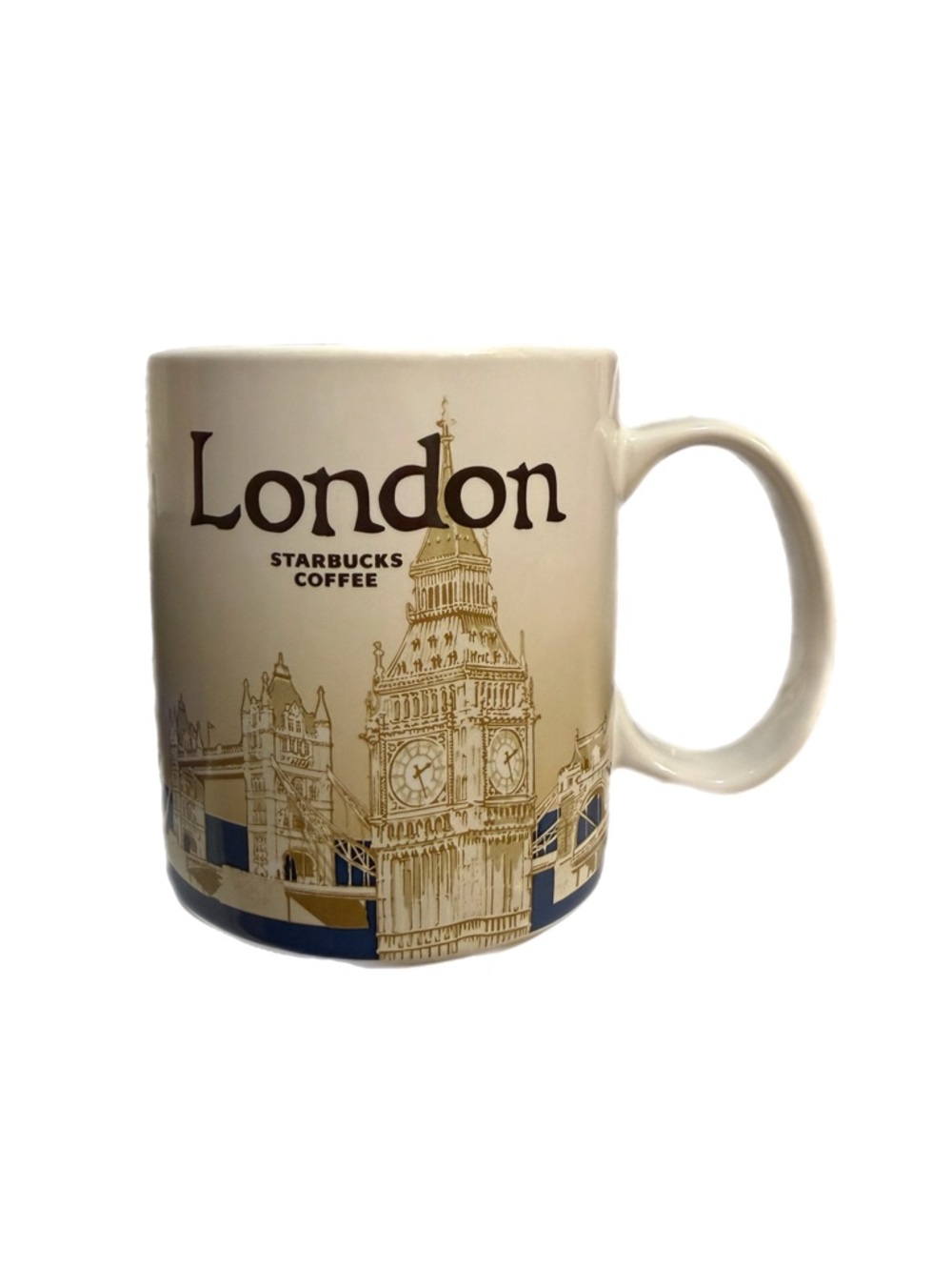 Starbucks Cream/Navy Blue London Cityscape Coffee Tea Mug Drinkware Big Ben